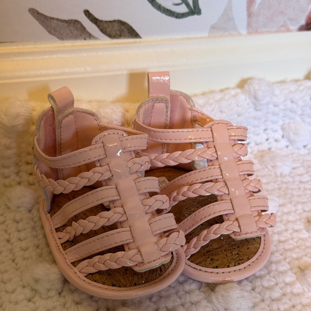 Pink Braided Kids Sandals